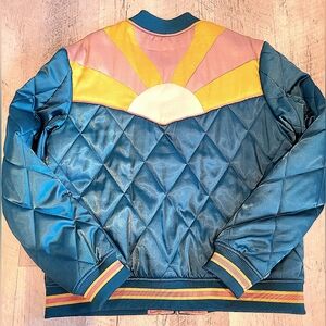 Classic Rock Couture Sunburt Quilted Satin Jacket Size XL